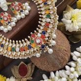 Vriksham Multi Color Designer Kudan Jadau Neckpiece-Pearl-J3317